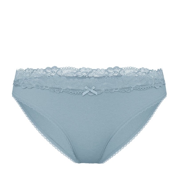 Victoria's Secret Stretch Cotton Lace-Waist Bikini Panty Jupiter Blue Small NEW - Picture 4 of 6